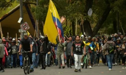 Manifestants à Quito le 8 octobre 2019, à la veille d'une grande manifestation contre la hausse de sprix du carburant décidée par le gouvernement