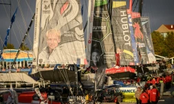 Des bateaux concurrents de la Transat Jacques Vabre, au Havre, d'où partira la course le 29 octobre