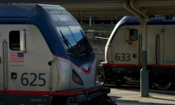 Des locomotives Amtrak Ă Union Station Ă Washington, le 28 novembre 2023