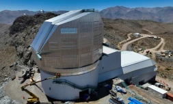 Vue aérienne de l'observatoire Vera C. Rubin sur le Cerro Pachon, dans la région de Coquimbo, au Chili, le 24 janvier 2024