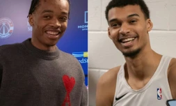 Les deux amis d'enfance Bilal Coulibaly et Victor Wembanyama se sont affrontés à Washington, le 20 janvier 2024