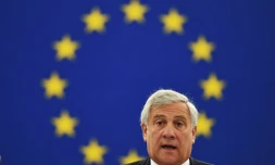 Le président du Parlement européen Antonio Tajani lors du discours sur l'état de l'Union le 12 septembre 2018 à Strasbourg.