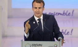 Le président français Emmanuel Macron à Erevan en Arménie lors du 17e Sommet de la Francophonie