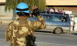 Un soldat indonésien de la Finul à Adaisseh au Liban, proche de la frontière avec Israël, le 21 décembre 2015