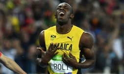 Usain Bolt aprÚs son nouveau sacre sur 200m, à Rio le 18 août 2016