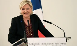 La candidate d'extrême droite à l'élection présidentielle française Marine Le Pen à Paris, le 23 février 2017