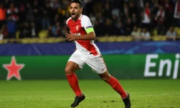L'attaquant de Monaco Radamel Falcao après un but contre le CSKA Moscou, le 2 novembre 2016 au stade Louis II