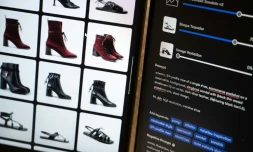 Des modèles de chaussures  générés par l'IA dans les bureaux de la start-up Imki à Schiltigheim, près de Strasbourg, le 26 février 2025 dans le Bas-Rhin