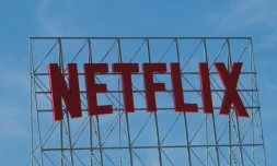Le logo Netflix sur son immeuble Ă Hollywood le 2 mars 2022