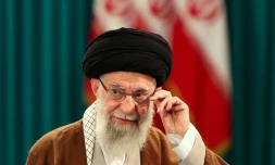 L'ayatollah Ali Khamenei durant une conférence de presse organisée pendant les législatives iraniennes, à Téhéran, le 10 mai 2024