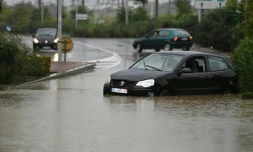 Route inondée prÚs de Béziers, le 23 octobre 2019