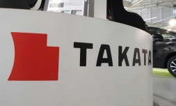 Le logo du groupe japonais Takata sur un salon automobile à Tokyo, le 13 janvier 2017