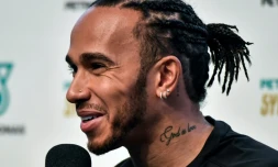 Le Britannique Lewis Hamilton en conférence de presse, le 13 novembre 2019 à Sao Paulo