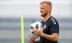 Le gardien du Danemark Kasper Schmeichel lors d'une séance d'entraînement à Vityazevo, le 22 juin 2018 