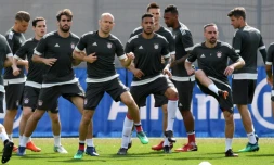 Séance d'entraßnement soutenue pour le Bayern à Munich, le 24 avril 2018, à la veille d'affronter le Real Madrid en Ligue des champions