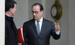 François Hollande (D) et Manuel Valls le 14 novembre 2015 à l'Elysée à Paris
