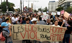 Manifestation à Casablanca, au Maroc contre les violences sexuelles à l'encontre des femmes