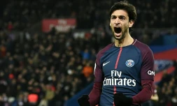 L'attaquant du PSG Javier Pastore exulte après son but face à Lille au Parc des Princes, le 9 décembre 2017