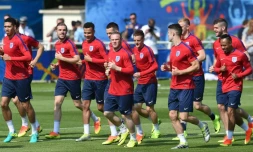 Les joueurs anglais à m'entraînement, le 7 juin 2016 à Chantilly