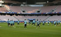 Les Bleus s'entraînement à l'Allianz Riviera, le 7 octobre 2015 à Nice