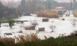 Inondations à Saint-Paul-de-Fenouillet lors de la tempête Gloria, le 22 janvier 2020 dans les Pyrénées-Orientales