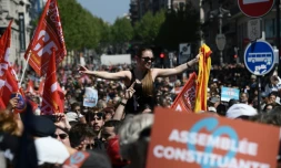 Des supporters de Jean-Luc Mélenchon lors d'un rassemblement à Marseille, le 9 avril 2017