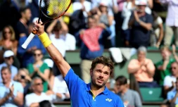 Le Suisse Stan Wawrinka après sa victoire sur Gaël Monfils, le 5 juin 2017 à Roland-Garros