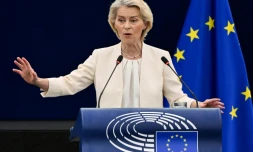 La présidente de la Commission européenne Ursula von der Leyen s'exprime devant le Parlement européen à Strasbourg le 16 septembre 2026