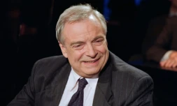 L'avocat Henri Leclerc, le 16 avril 1991 lors de l'émission "Les dossiers de l'écran" sur Antenne 2, à Paris 