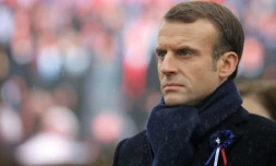 Emmanuel Macron pendant la cérémonie à l'arc de Triomphe à Paris, le 11 novembre 2018