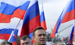 (Photo d'archives) Le leader de l'opposition russe Alexeï Navalny lors d'une marche en mémoire de l'opposant assassiné Boris Nemtsov, le 29 février 2020 à Moscou