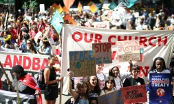 Des manifestants mobilisés pour le climat à New York, le 17 septembre 2023