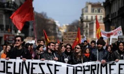Manifestants Ă Marseille, le 9 mars 2016