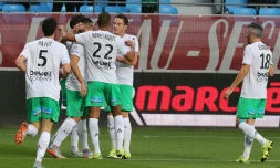 Les Stéphanois vainqueurs à Troyes grâce au but de Benjamin Corgnet, le 23 septembre 2015 au stade de l'Aube 