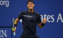 L'Espagnol Rafael Nadal face à l'Argentin Juan Martin del Potro en demi-finales de l'US Open, le 8 septembre 2017 à New York