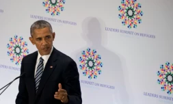 Le président américain Barack Obama prend la parole au sommet des dirigeants sur les réfugiés, le 20 septembre 2016, en marge de l'Assemblée générale de l'ONU à New York