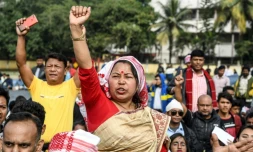 Manifestation contre une loi controversée sur la naturalisation de réfugiés à Guwahati le 13 décembre 2019