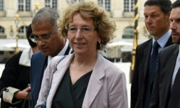 La ministre du Travail Muriel Pénicaud (c), le 1er juillet 2017 à Nancy