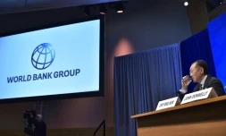 Jim Yong Kim, président de la Banque mondiale, le 14 avril 2016 au siège du FMI à Washington