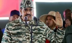 Le président vénézuélien Nicolas Maduro lors d'un discours devant les forces de l'ordre le 7 janvier 2025 à Caracas