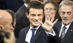 Manuel Valls lors de l'annonce de sa candidature à l'élection présidentielle le 5 décembre 2016 à Evry dans l'Essonne