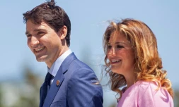 Le premier ministre canadien Justin Trudeau et sa femme Sophie Gregoire Trudeau le 8 juin 2018 à La Malbaie, (Canada)