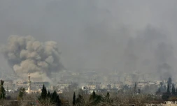 Bombardements du régime syrien sur la ville de Mesraba, le 7 mars 2018 dans la Ghouta orientale