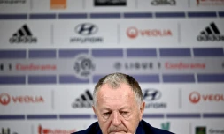 Le président de l'Olympique lyonnais, Jean-Michel Aulas, en conférence de presse à Décines-Charpieu, le 13 février 2020