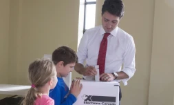 Vote de Justin Trudeau le 19 octobre 2015 à Montreal 