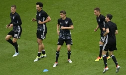 Les joueurs allemands à l'échauffement, le 21 juin 2016 au Parc des Princes avant le match de l'Euro contre l'Irlande du Nord