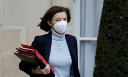 La ministre française de la Défense, Florence Parly, quitte le palais de l'Elysée aprÚs la réunion hebdomadaire du cabinet, le 9 mars 2022
