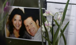 Hommage rendu en juin 2016 à Mantes-la-Jolie au couple de policiers tués à Magnanville, dans les Yvelines, par le jihadiste Larossi Abballa