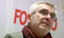Yves Veyrier, nouveau numéro un de FO, donne une conférence de presse après son élection, le 22 novembre 2018 au siège de la confédération à Paris