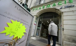 Une pharmacie à Montpellier, qui n'a plus de masques, le 3 mars 2020